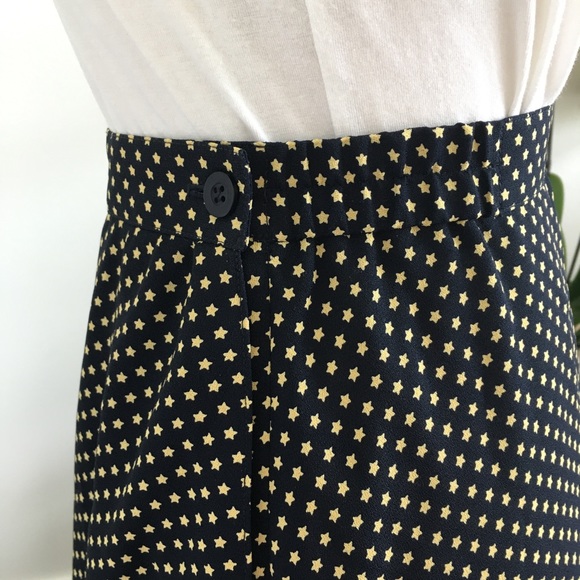 90s Leslie Fay Maxi Navy Gold Star Print Nautical Size Small Skirt - Picture 7 of 10